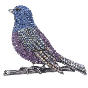 Elegant Purple and Blue Bird Brooch nwt